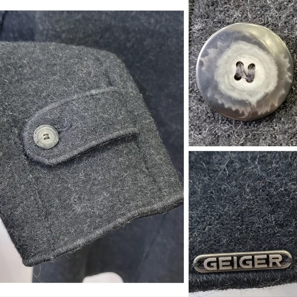 Geiger Austria Grey Boiled Wool Jacket Mock Neck Button Coat Women’s EU 40 US M - Picture 13 of 17